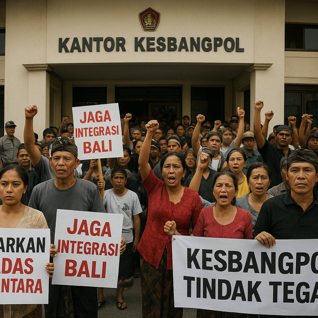 Puluhan Warga Bali Geruduk Kantor Kesbangpol, Desak Pembubaran Ormas Madas Nusantara