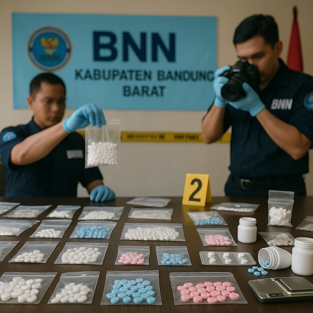BNN Kabupaten Bandung Barat Ungkap Pengedar Obat Terlarang, Batujajar, Cihampelas Ratusan Pil Disita