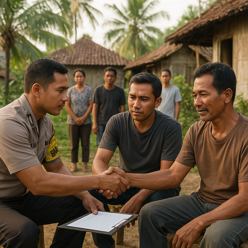 Tempuh Jalur Kekeluargaan, Bhabinkamtibmas Poslek Karangampel Damaikan Perselisihan Dua Saudara