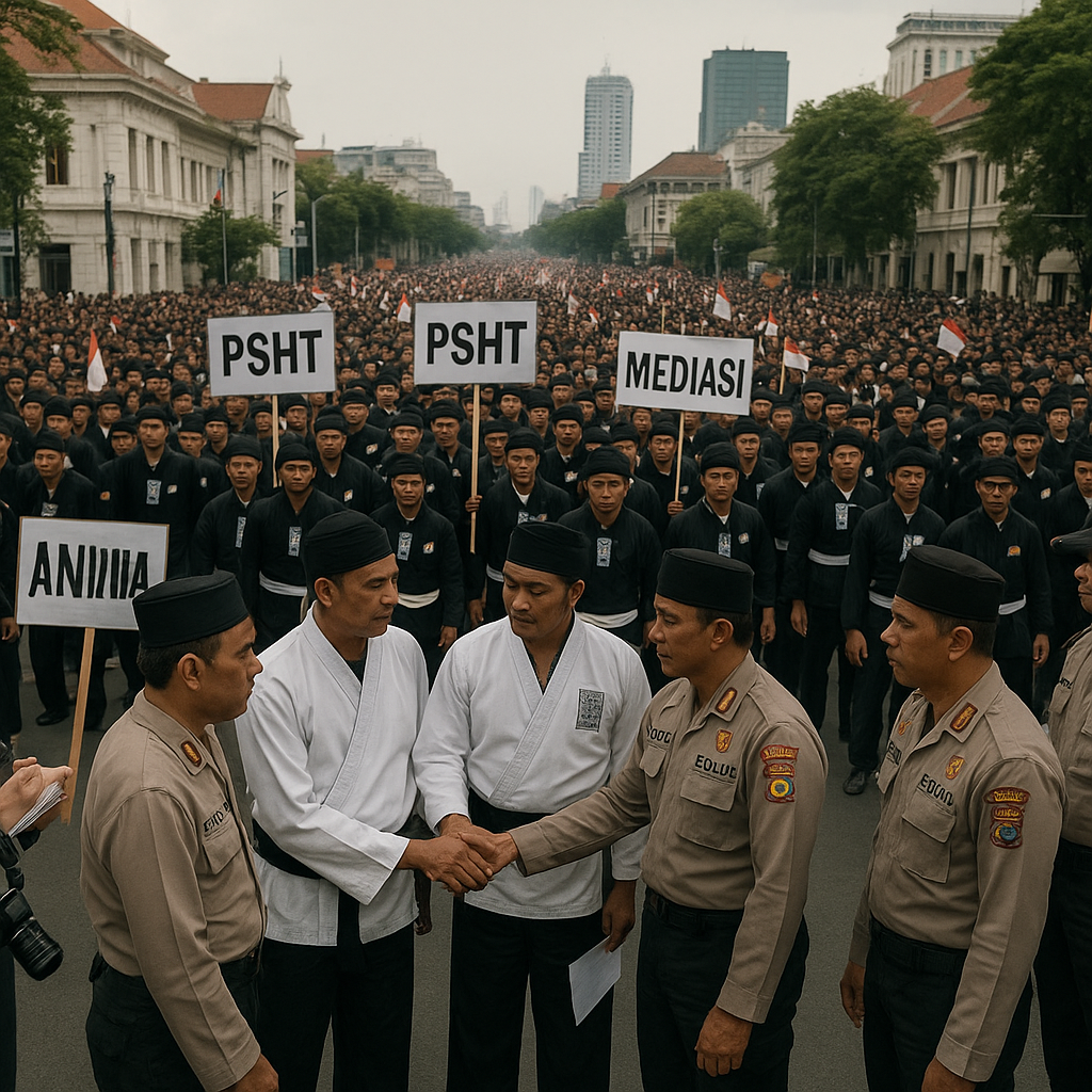 Ribuan Pesilat PSHT Gelar Aksi di Surabaya, Polisi Ambil Langkah Mediasi