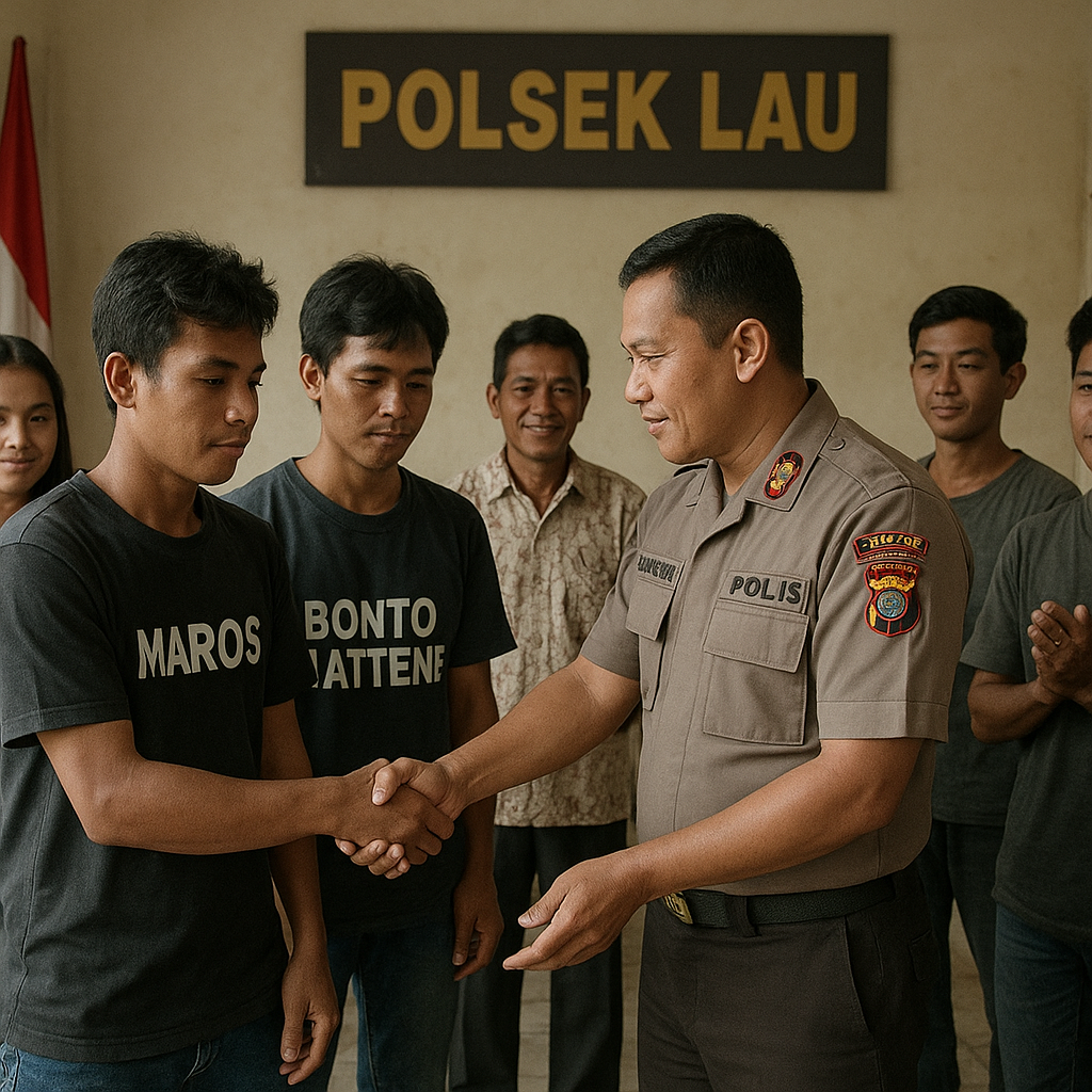 Mediasi Efektif Cegah Eskalasi: Polsek Lau Sukses Damai di Antara Pemuda Maros dan Bonto Mattene
