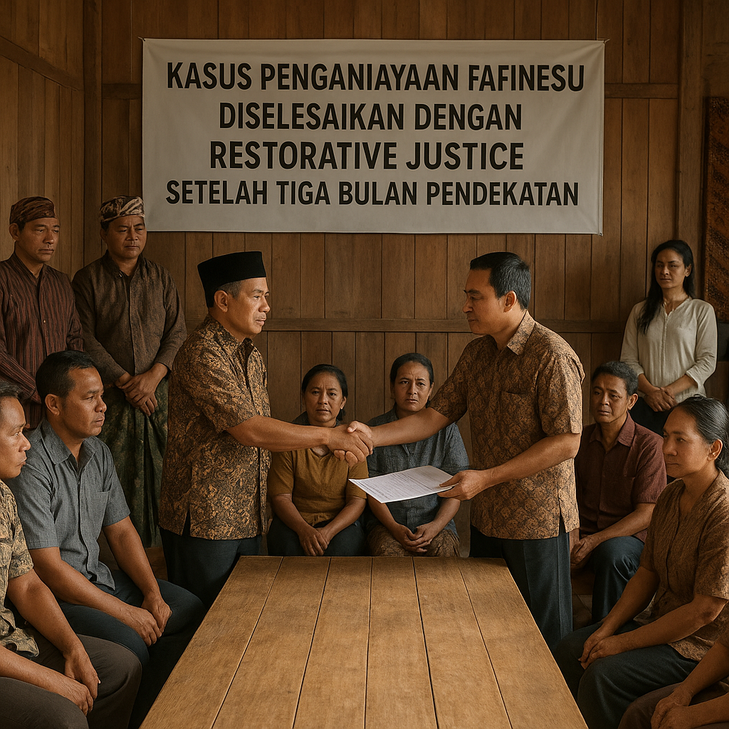 Kasus Penganiayaan Fafinesu Diselesaikan dengan Restorative Justice Setelah Tiga Bulan Pendekatan