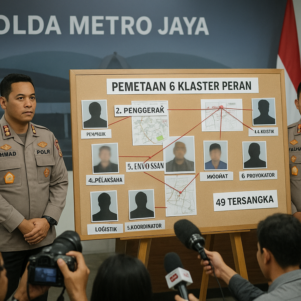 49 Tersangka Kerusuhan DPR: Polisi Petakan Enam Klaster Peran Termasuk Penggerak dan Penyandang Dana