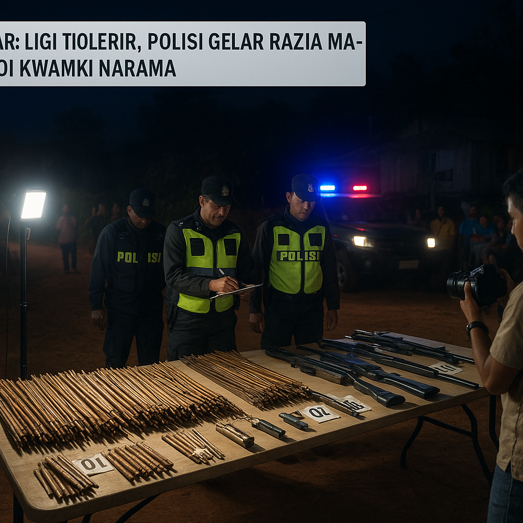 Tidak Lagi Ditolerir, Polisi Gelar Razia Malam di Kwamki Narama, Sita 115 Anak Panah dan Senapan Angin