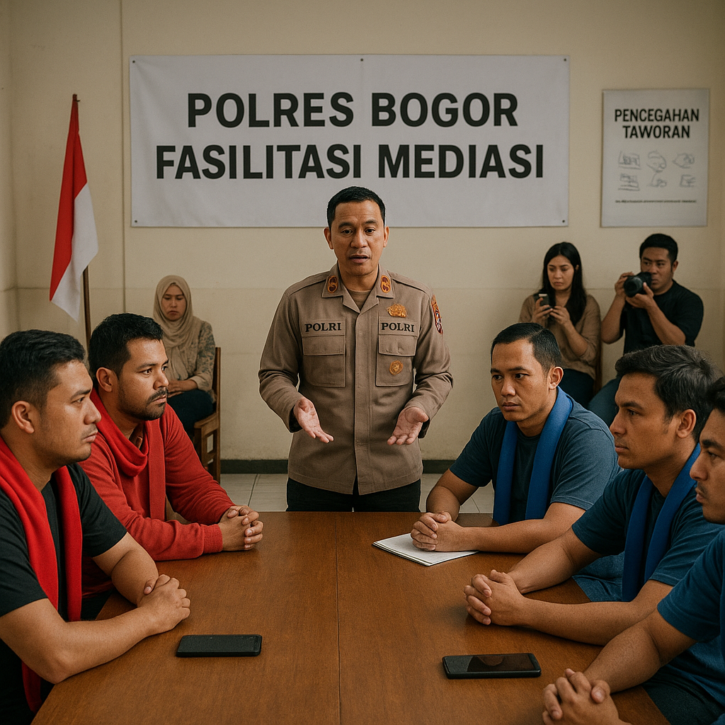 Polres Bogor Fasilitasi Mediasi Antara Suporter Sepak Bola Guna Cegah Tawuran
