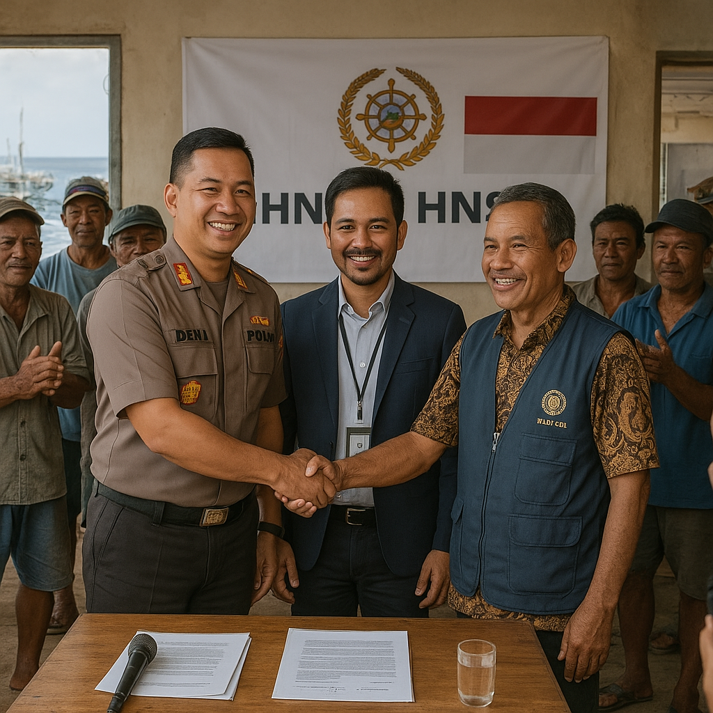 Kapolsek Deni bersama Humas HNSI Mustapa Satukan Nelayan dengan Ketua HNSI Kecamatan Lewat Mediasi Intensif