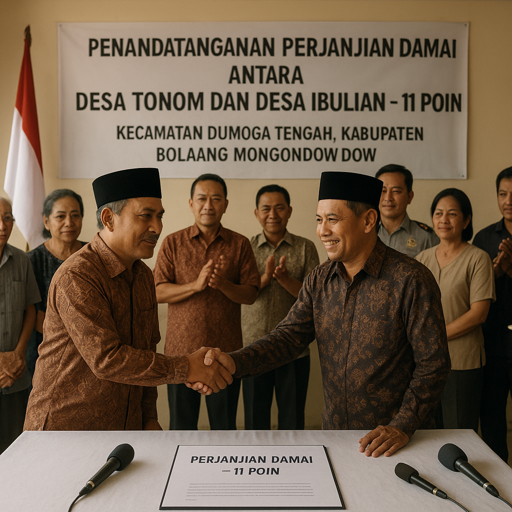 Konflik Antar Desa di Bolmong Berakhir dengan Penandatanganan 11 Poin Perjanjian Damai