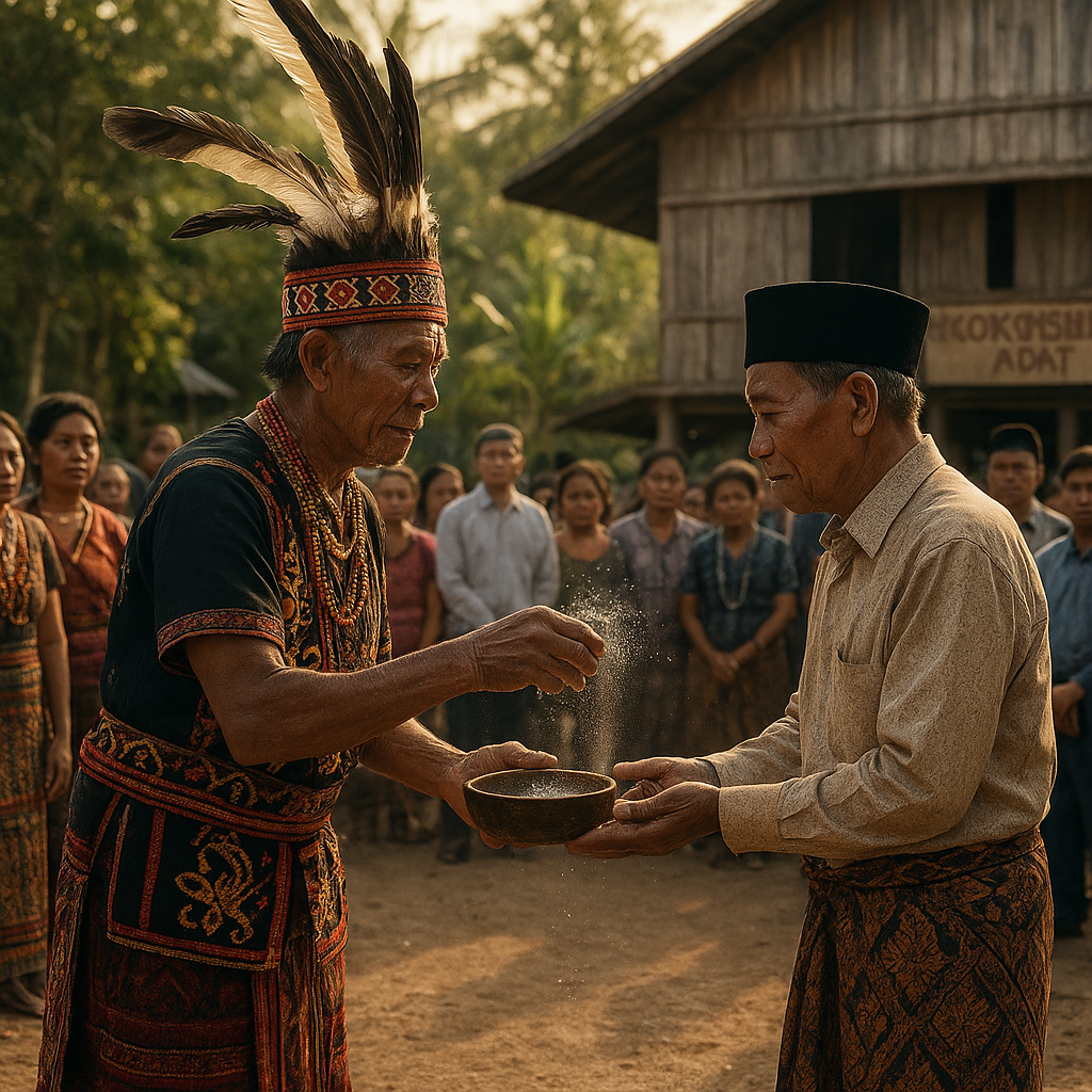 Rekonsiliasi Adat Suku Dayak dan Madura di Kalimantan Barat Mulai Dijalankan dengan Ritual Tepung Tawar