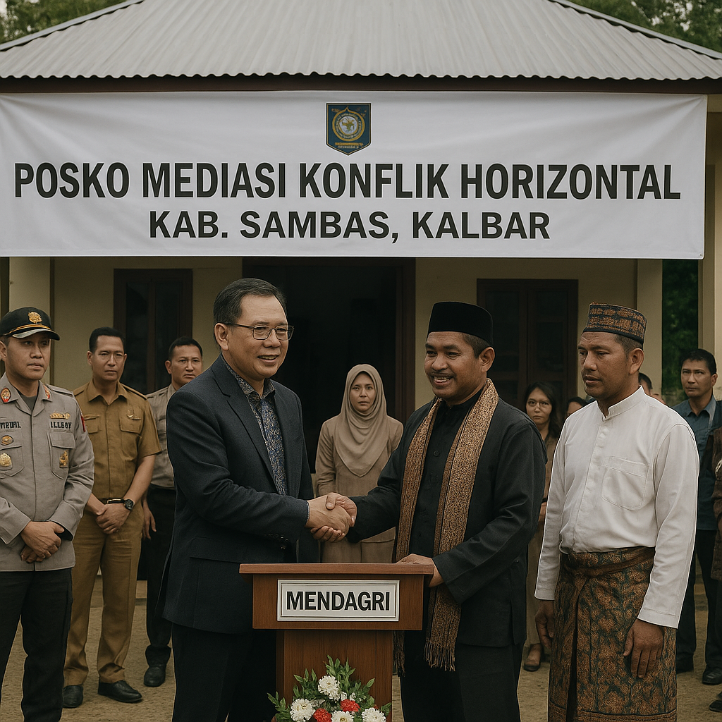 Mendagri Resmikan Posko Mediasi Konflik Horizontal di Sambas, Kalbar