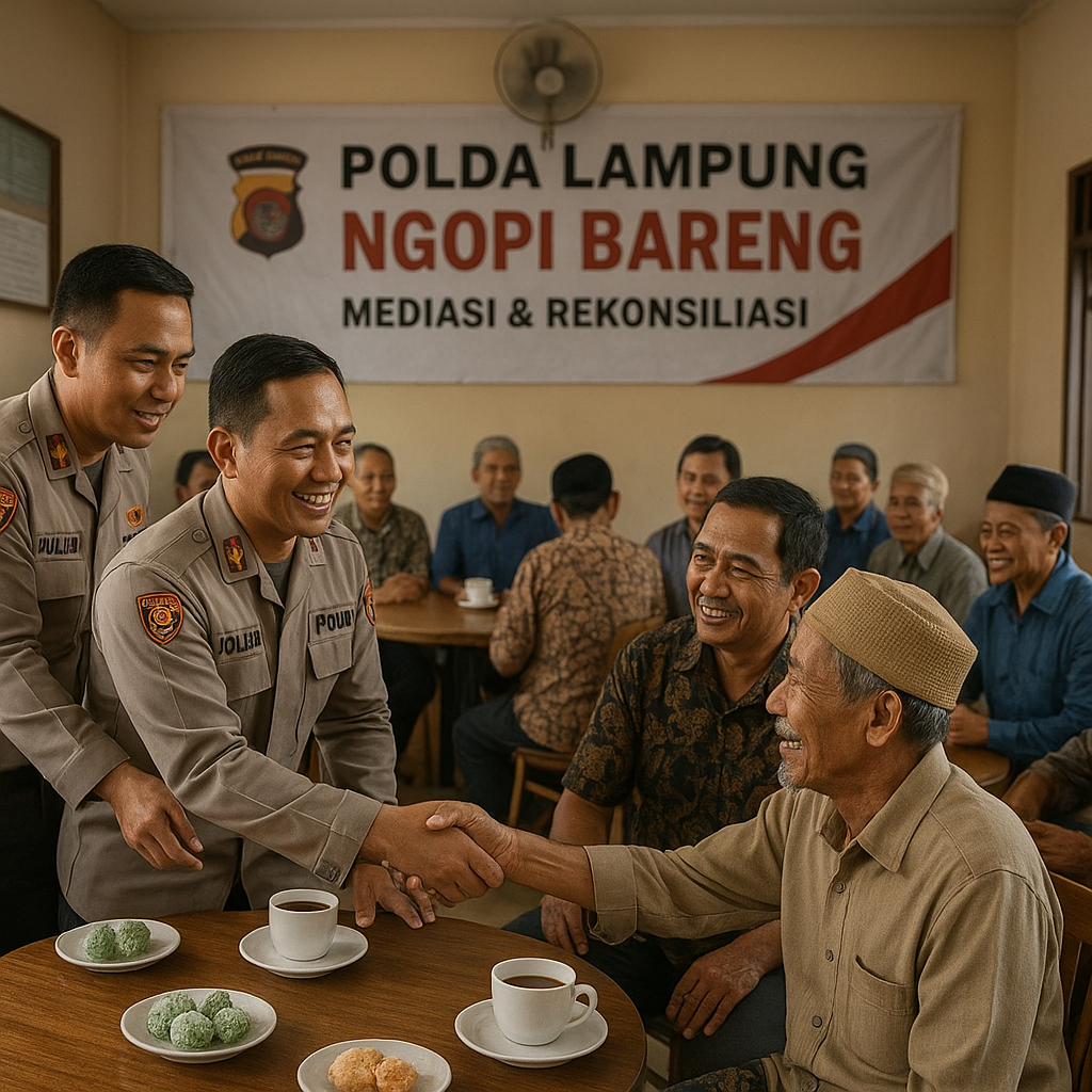 Polda Lampung Gelar ‘Ngopi Bareng’ untuk Redam Ketegangan Antarwarga Pasca Bentrokan