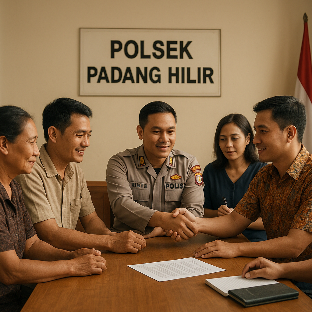 Polsek Padang Hilir Mediasi Perselisihan Warga, Berdamai Secara Kekeluargaan