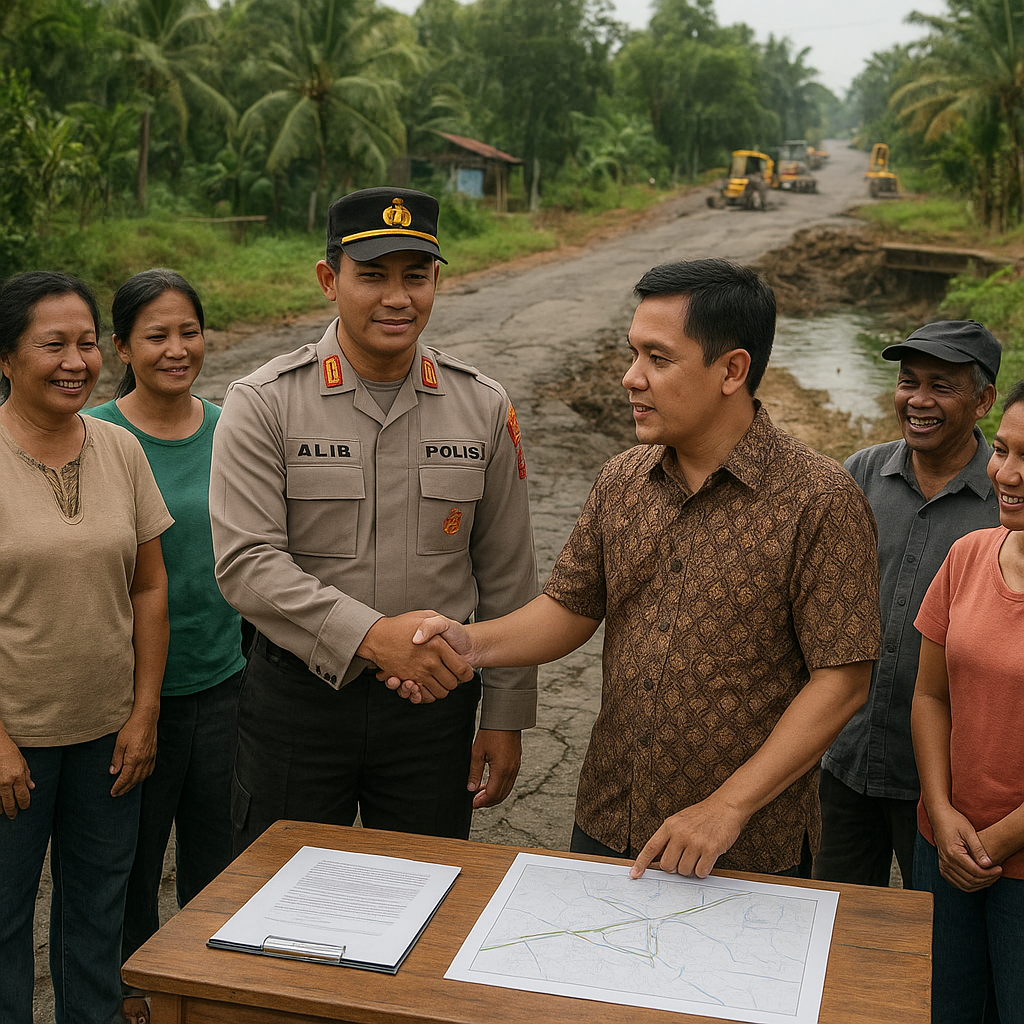 Kapolsek Minas Hadiri dan Kawal Mediasi Perbaikan Jalan, Jembatani Aspirasi Warga dan Pemerintah