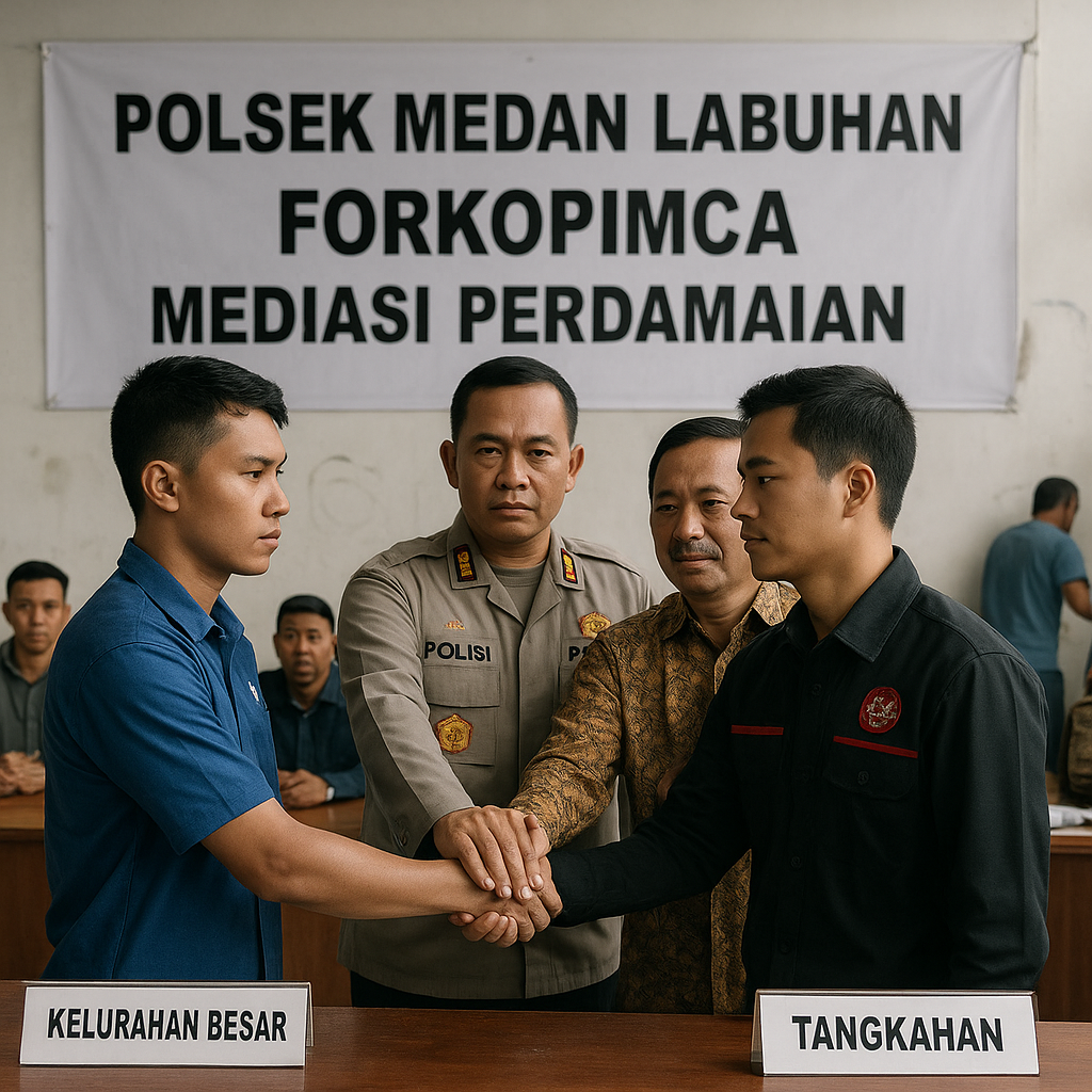 Polsek Medan Labuhan Bersama Forkopimca Mediasi Perdamaian Dua OKP di Kelurahan Besar dan Tangkahan
