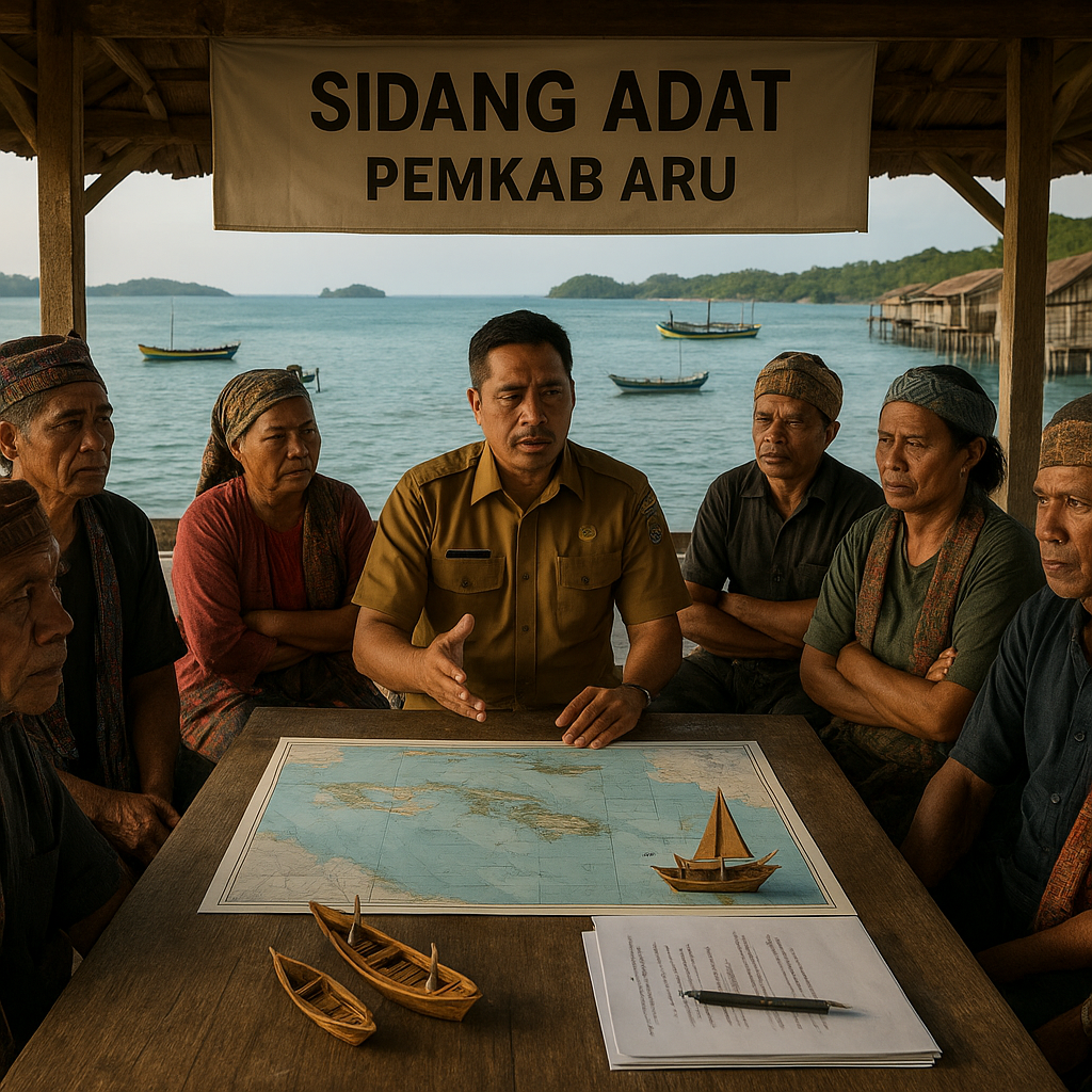 Pemkab Aru Mediasi Sengketa Petuanan Laut Desa Basada dan Kaiwabar lewat Sidang Adat