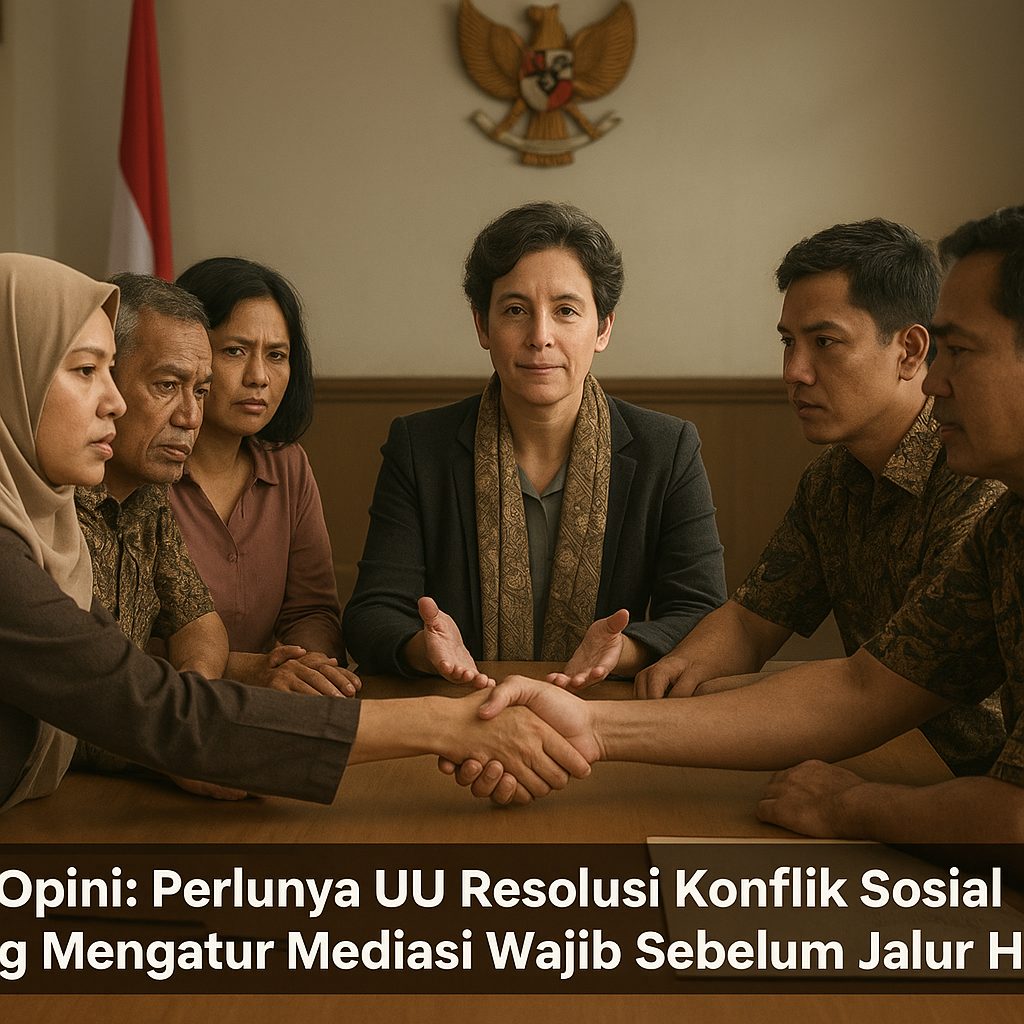 Opini: Perlunya UU Resolusi Konflik Sosial yang Mengatur Mediasi Wajib Sebelum Jalur Hukum