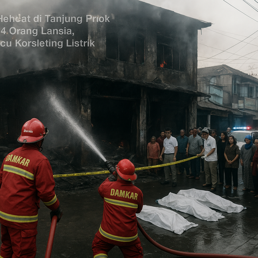 Kebakaran Hebat di Tanjung Priok Tewaskan 4 Orang Lansia, Diduga Dipicu Korsleting Listrik